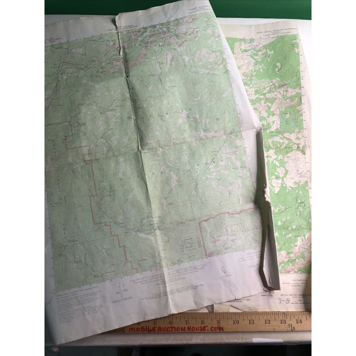 Lot 2 Topographical Maps California Yosemite National Park USGS 1956 - 17”x22”