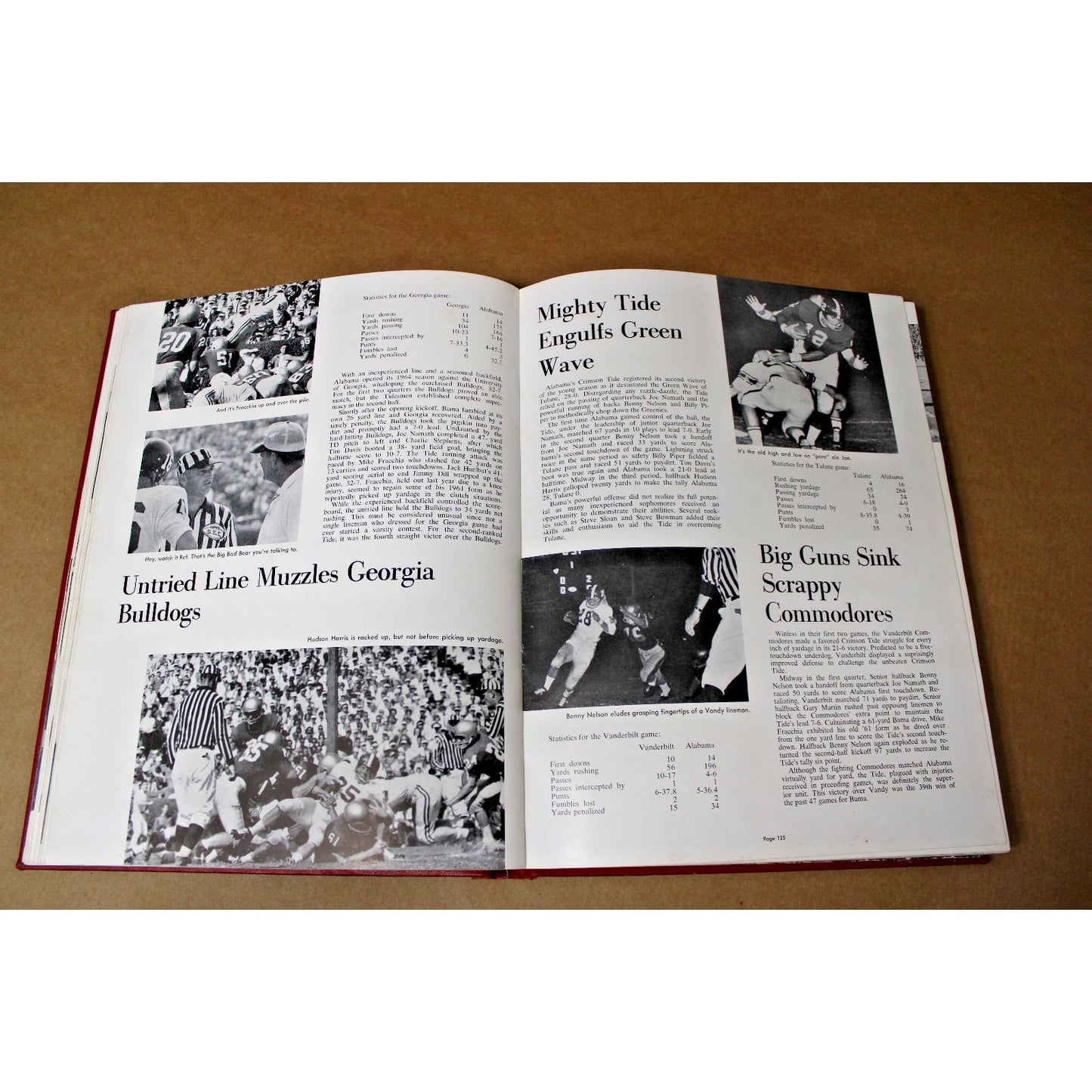 1964 University of Alabama Corolla Yearbook, Bear Bryant, Joe Namath