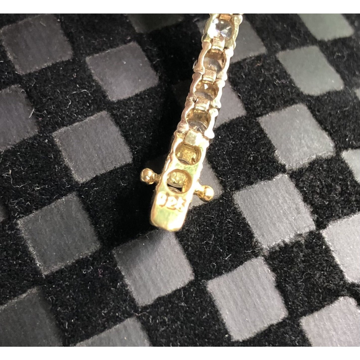 Vintage Sterling Silver Tennis Bracelet Simulated Stones 925 Gold Overlay