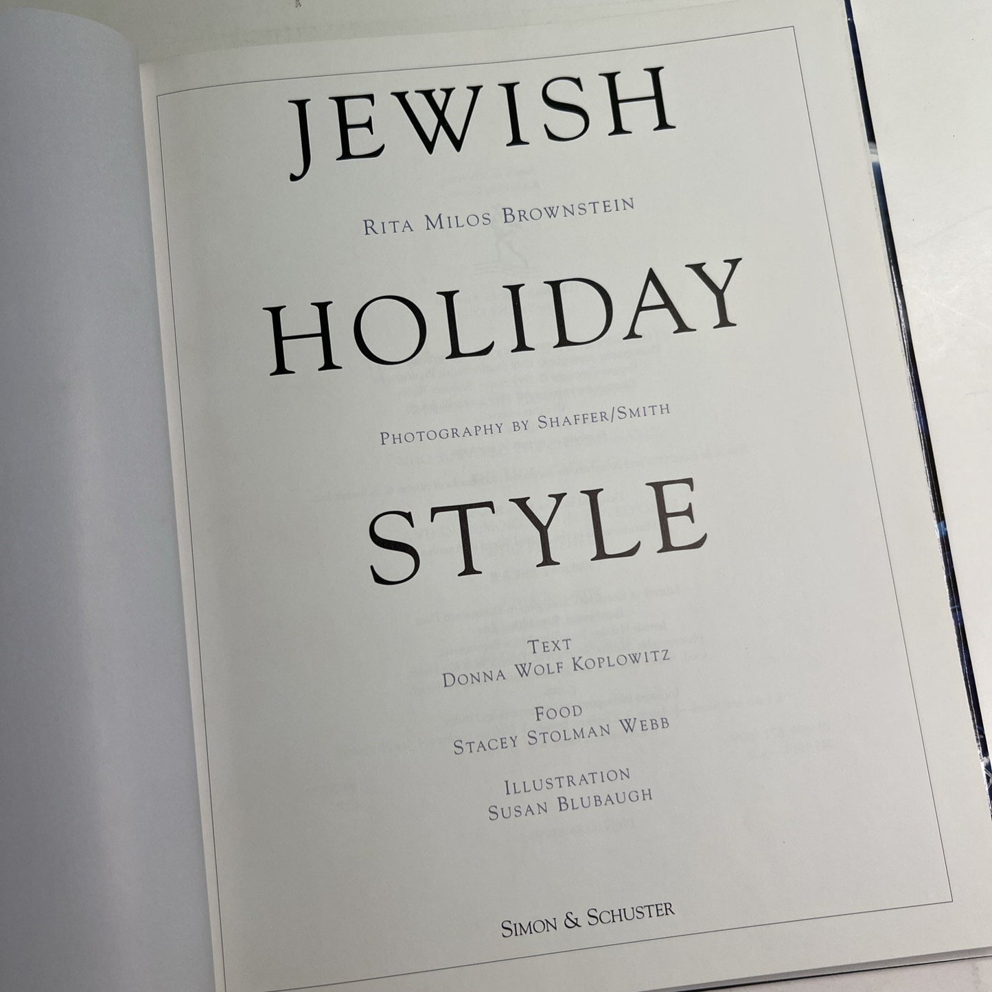 Jewish Holiday Style Hardcover 1999 by Rita Milos Brownstein