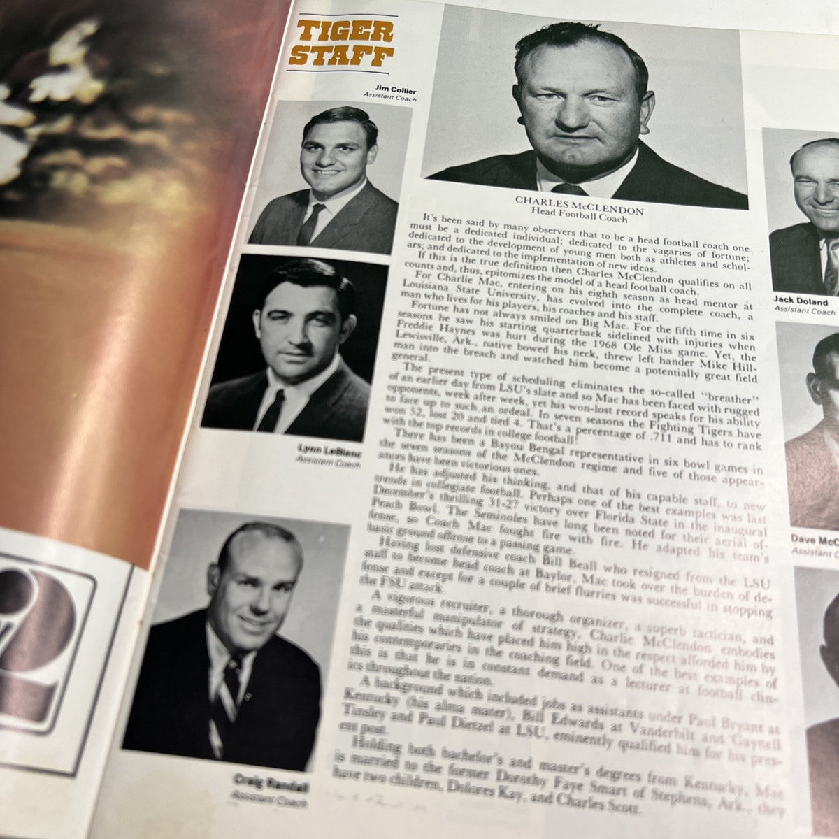 LSU vs Alabama Football Magazine Program November 1969 Issue