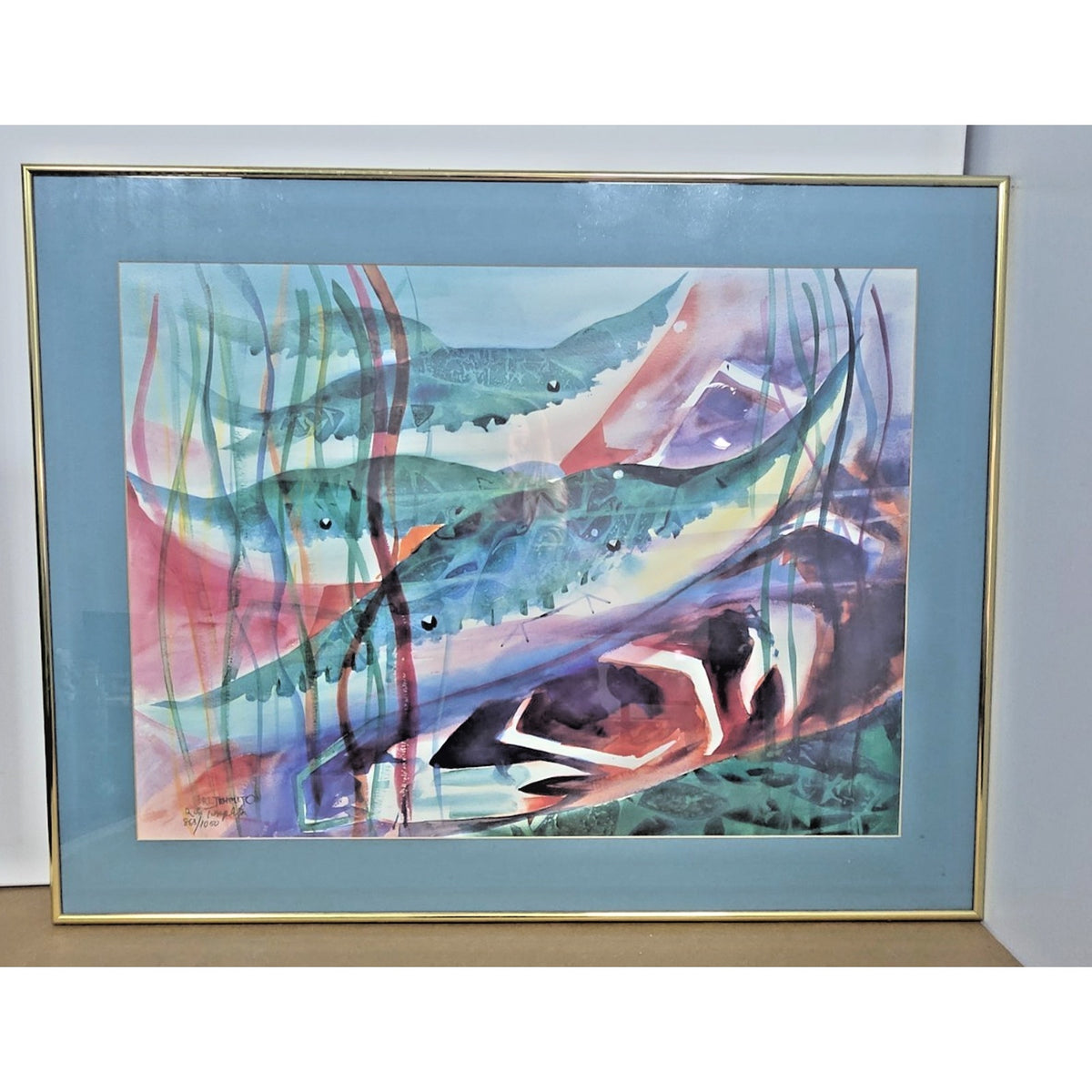 Large Signed R.E. Templeton Ltd Edition Marine Art - Abstract Stingrays