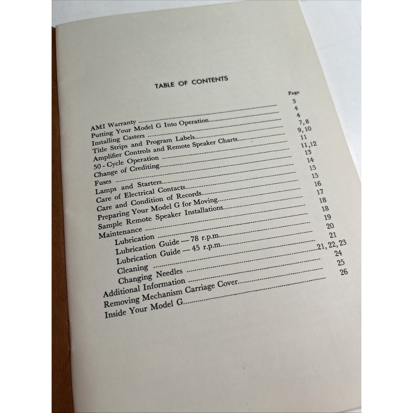 RARE ORIGINAL AMi Model "G" Operators Guide for 40-80-120 Selections Manual