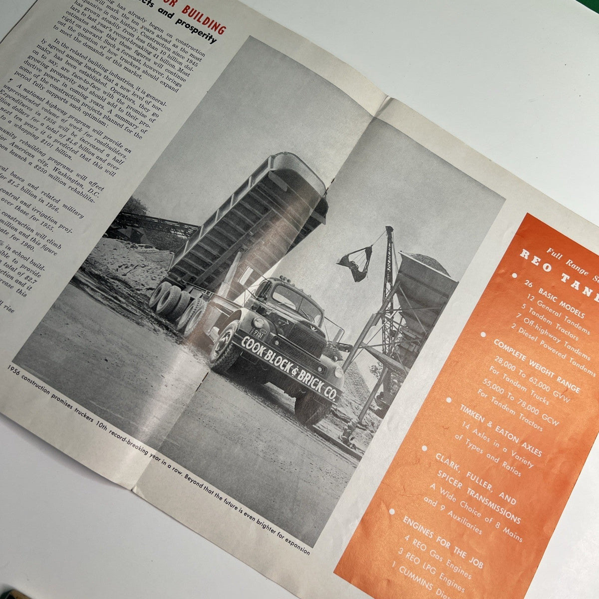 Lot 2 REO Trucks 22R Ad & 1956 News Magazine Tandems Vehicle Illustrated