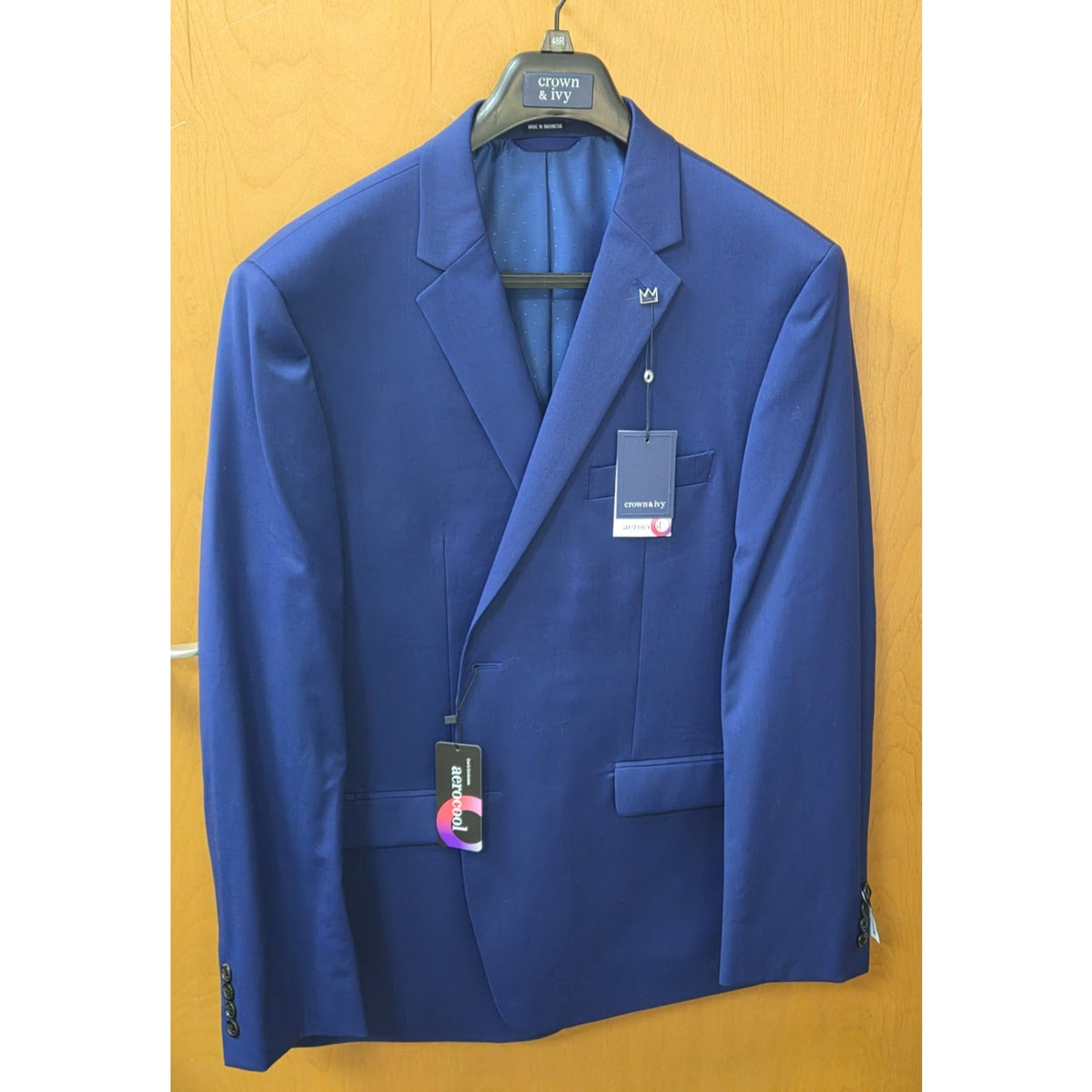 NWT Crown & Ivy Aerocool Blazer 48R Bright Blue Modern Fit Sport Coat Jacket
