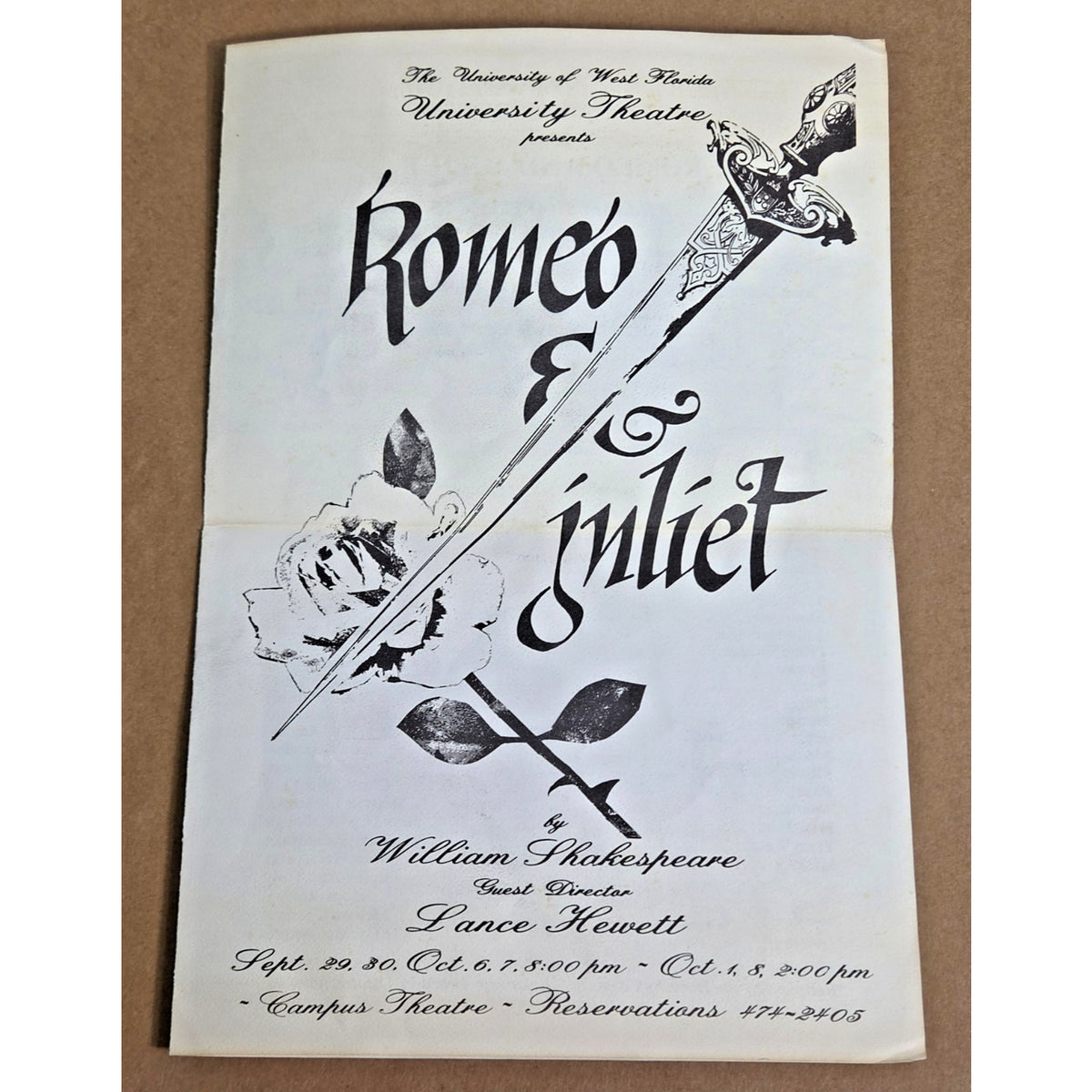 1989 Romeo & Juliet Theater Program - Rare Annotated Working Copy - Lance Hewett