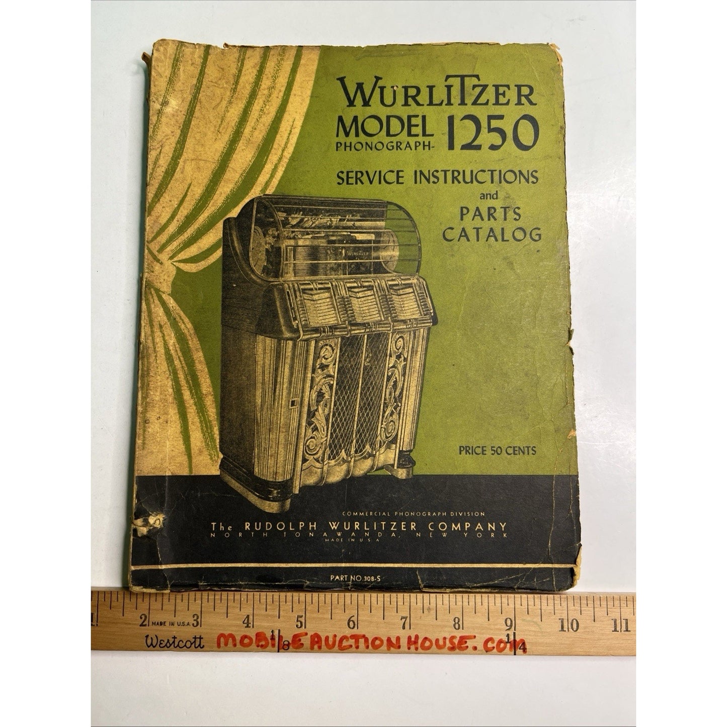 WURLITZER MODEL 1250 Phonograph Service Instructions & Parts Catalog Juke Box