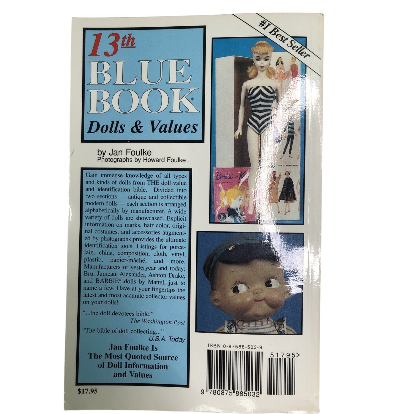 #1 BEST SELLER 13TH BLUE BOOK DOLLS AND VALUES BY JAN FOULKE 1997 Paperback