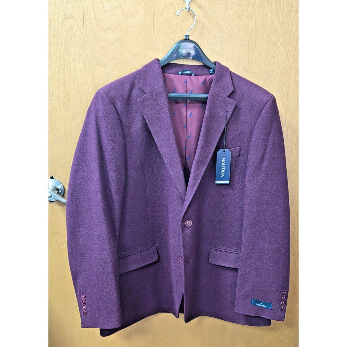 NWT Nautica Branford Sport Coat Blazer 48R Burgundy Purple Wool Blend Jacket