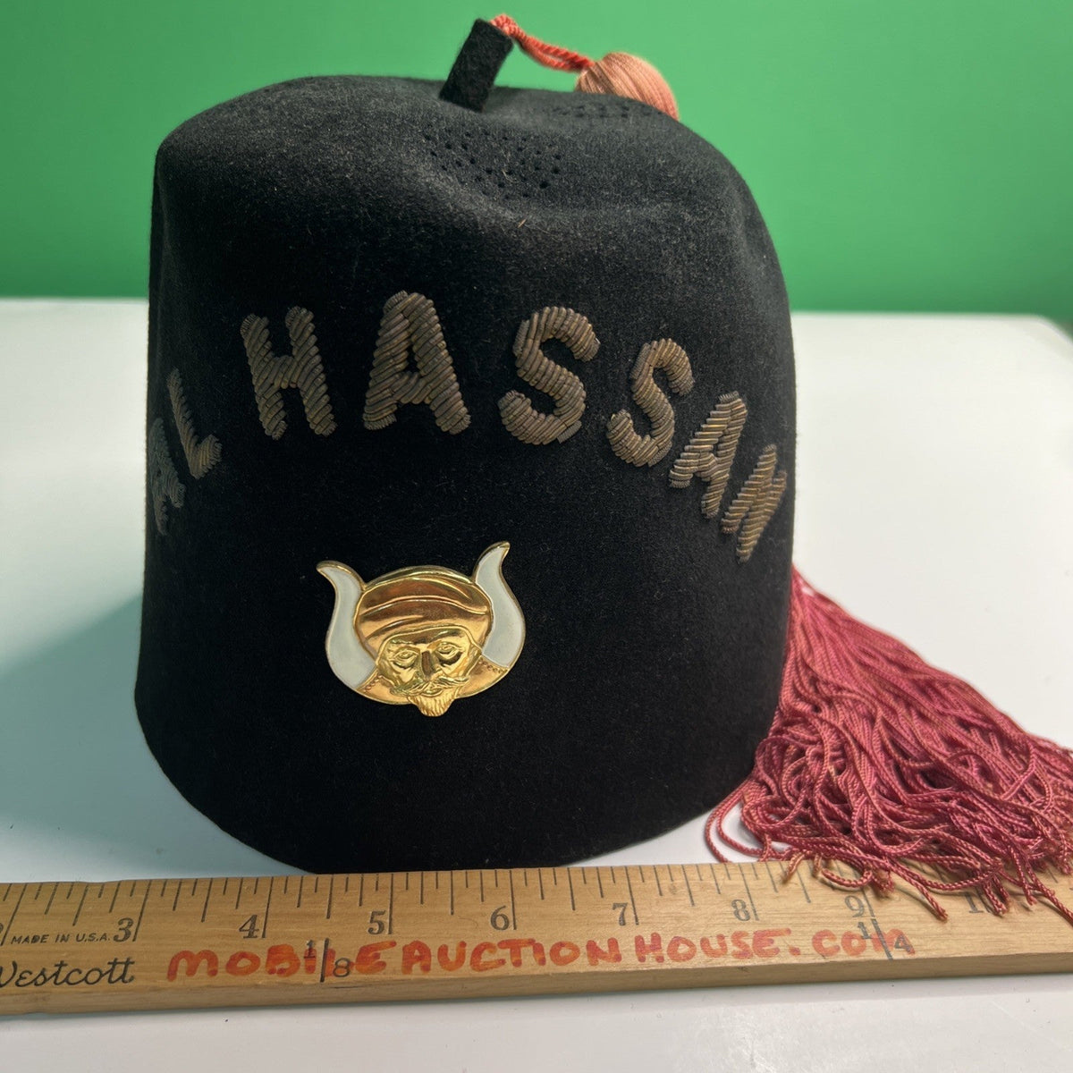 Vintage Shriners Fez Masonic Hat Al Hassan Pin Tassel Harry M. Osers Co. NY