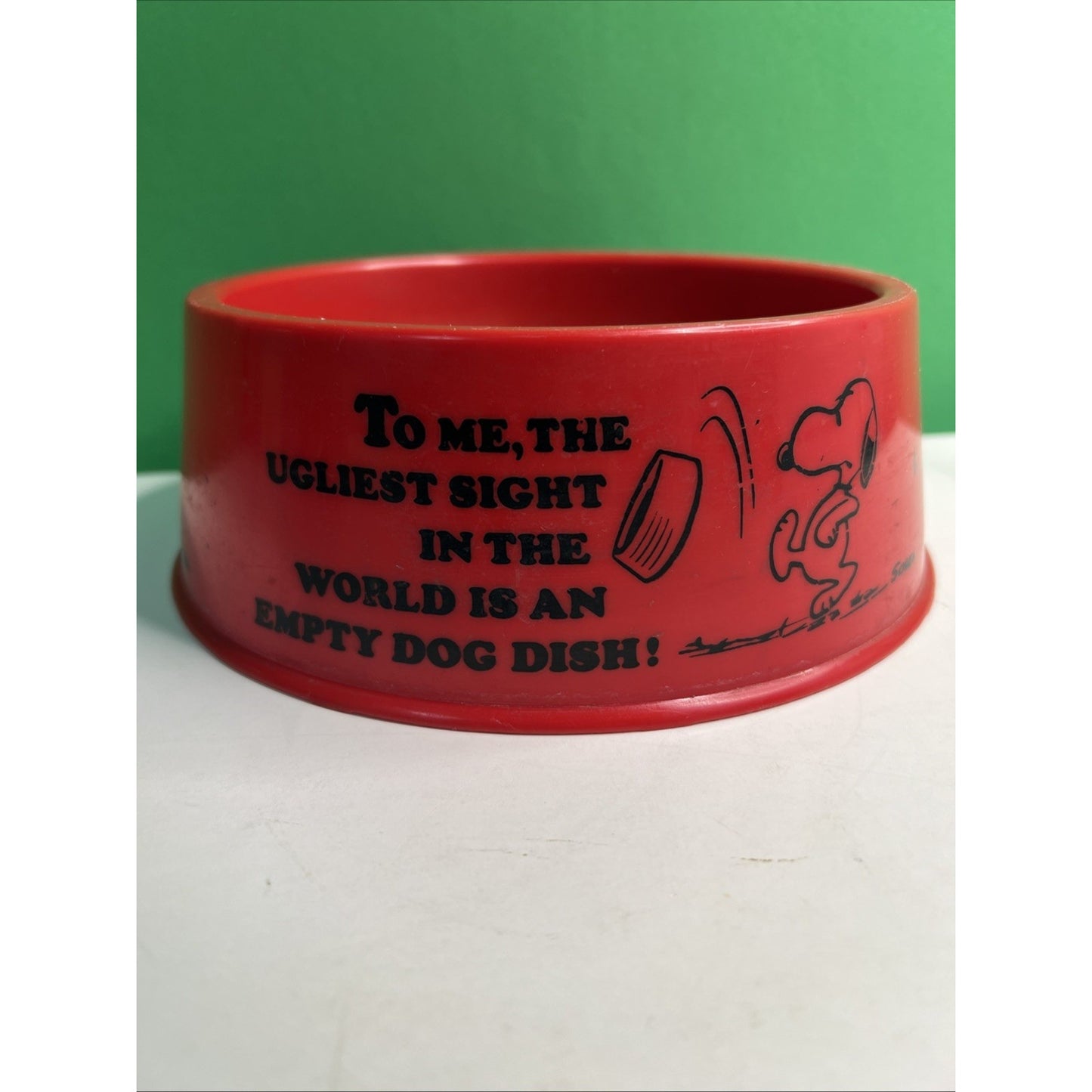 Vintage 1970's Peanuts Snoopy’s Suppertime Dog Dish Red UFS Charles Schulz