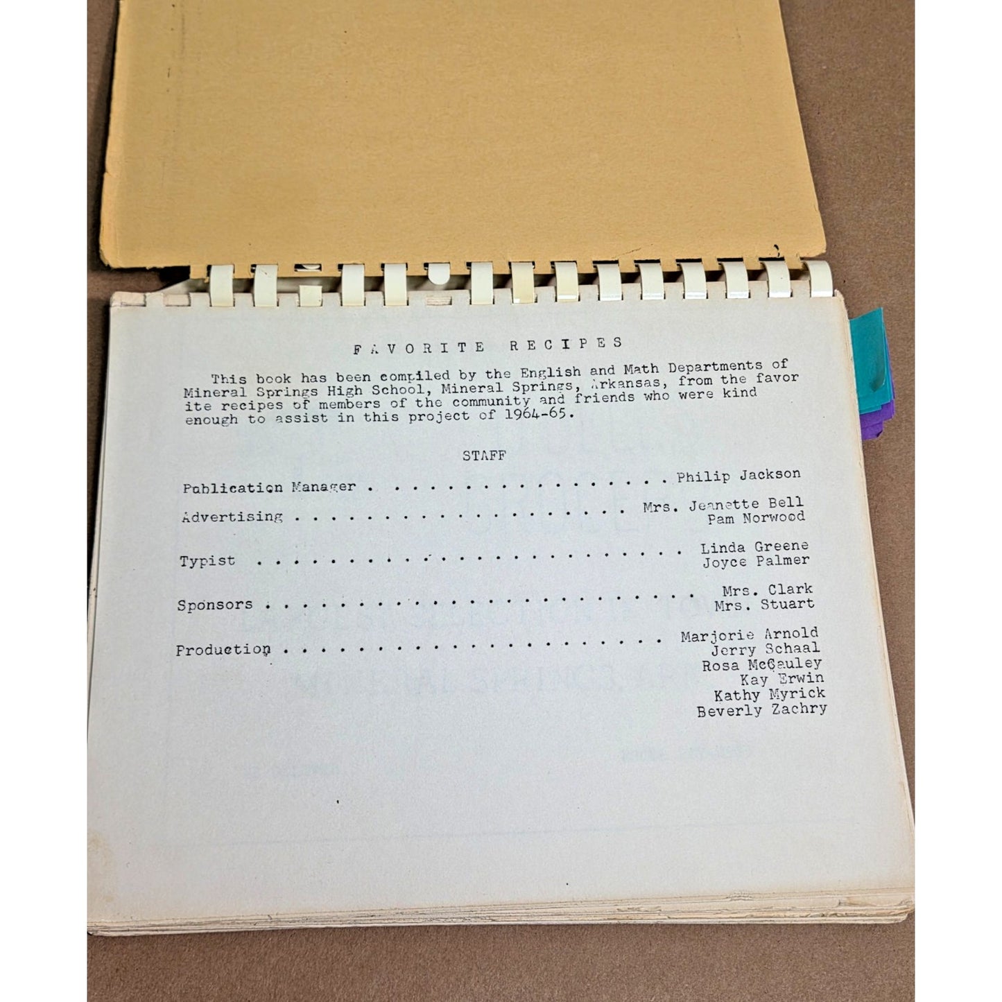Vintage 1964 Mineral Springs AR Community Cookbook - Keys from Good Cooks