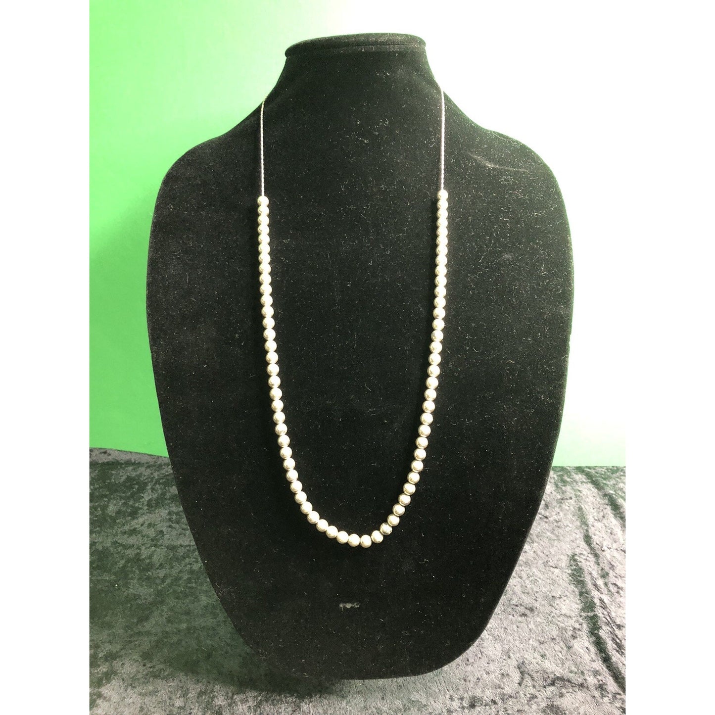 30” Sterling Silver Rope Chain & Beads Necklace 22grams