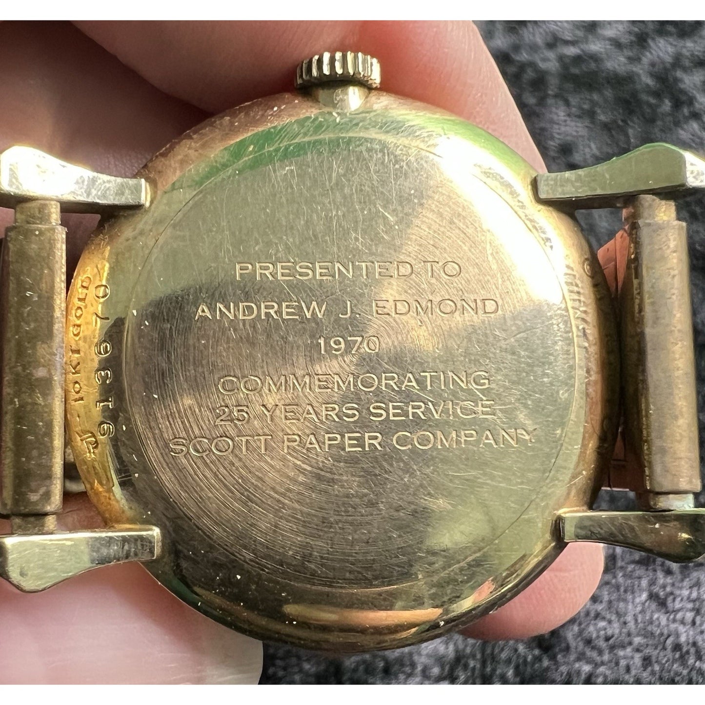 10 KT Gold HAMILTON MASTERPIECE WATCH Award Scott Paper Co For Parts Not Working