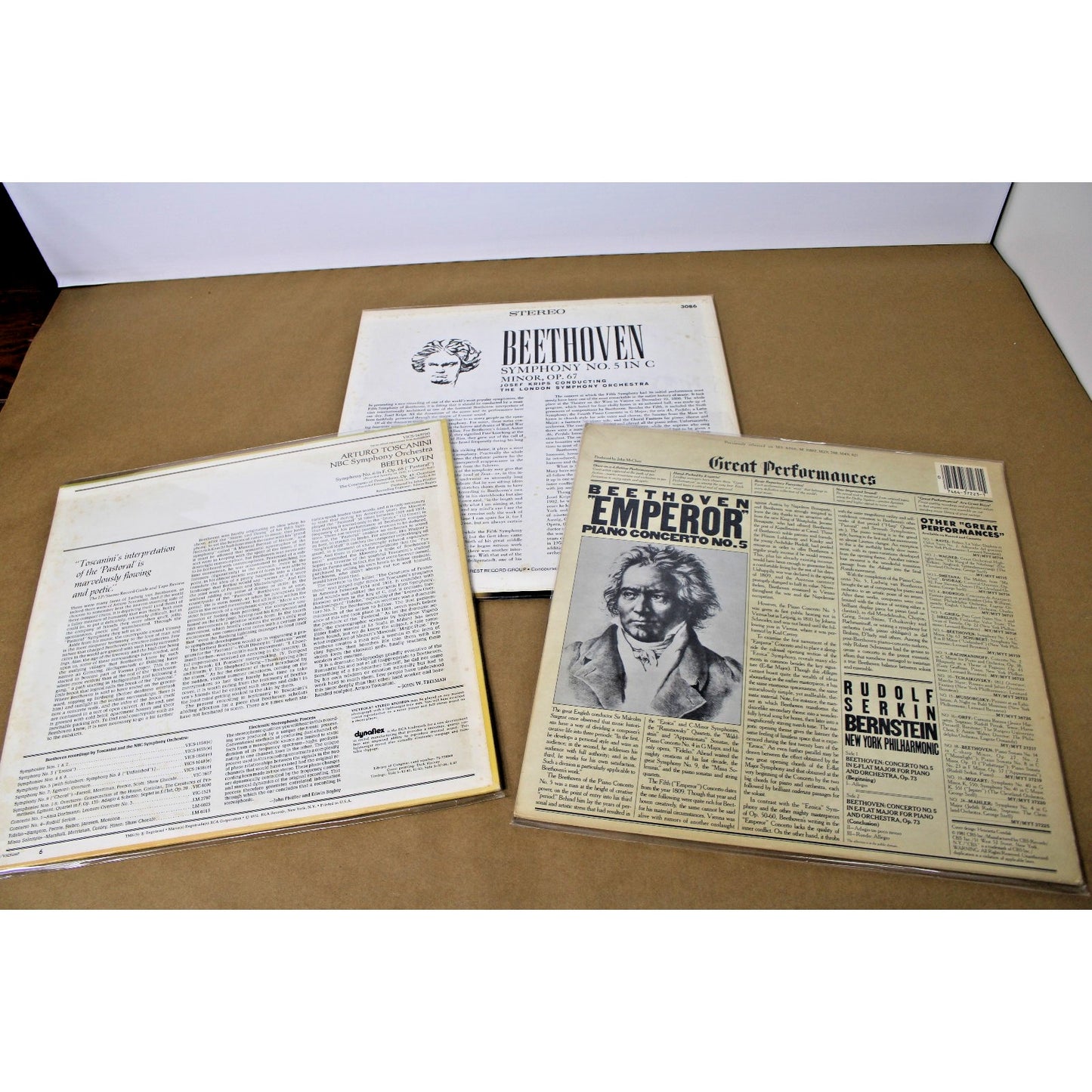 3 Albums Beethoven: Great Performances Bernstein, Serkin, Josef Krips, Toscanini