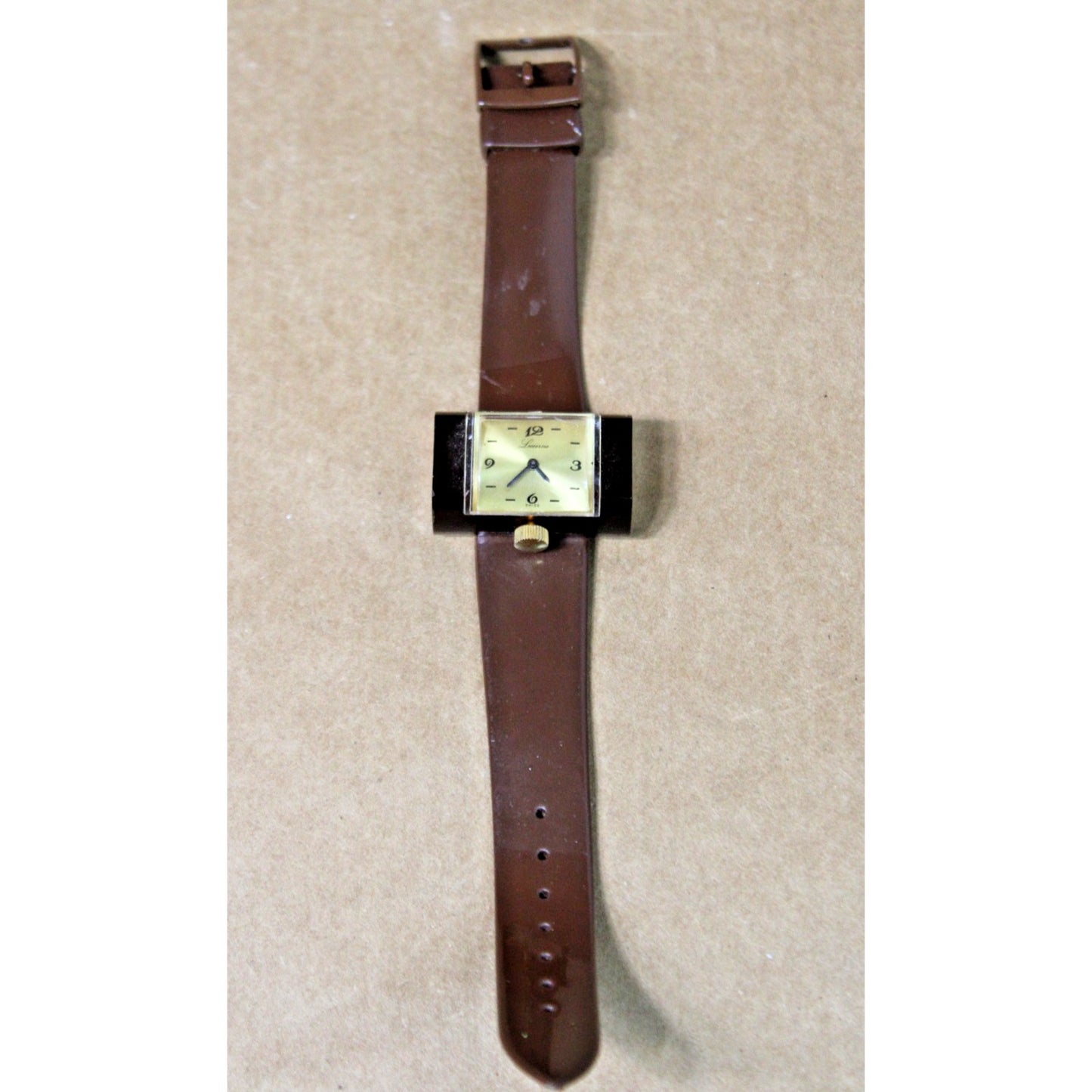 Vintage Mod 1970s Lucerne Ladies Watch, Plastic/ Acrylic, Bottom Wind, Groovy!