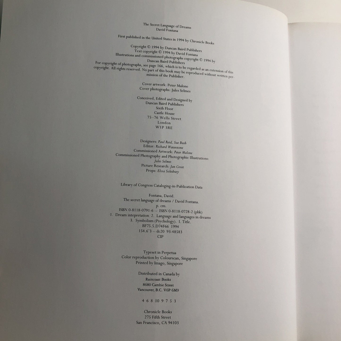 Secret Language of Dreams by David Fontana (1994, Trade Paperback)