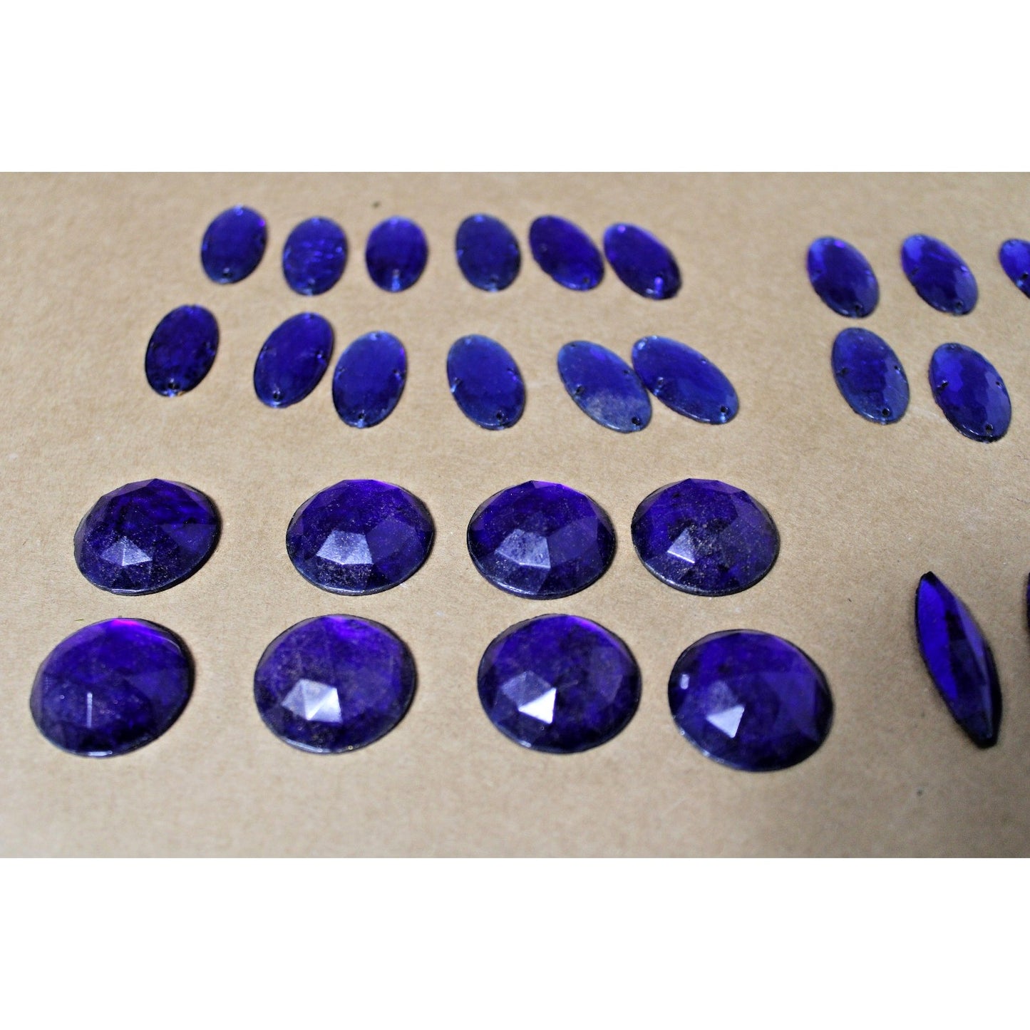 Assorted Faceted Cabochons, Cobalt Blue, NOS West Germany Jewels, 1/2 lb Bag VTG
