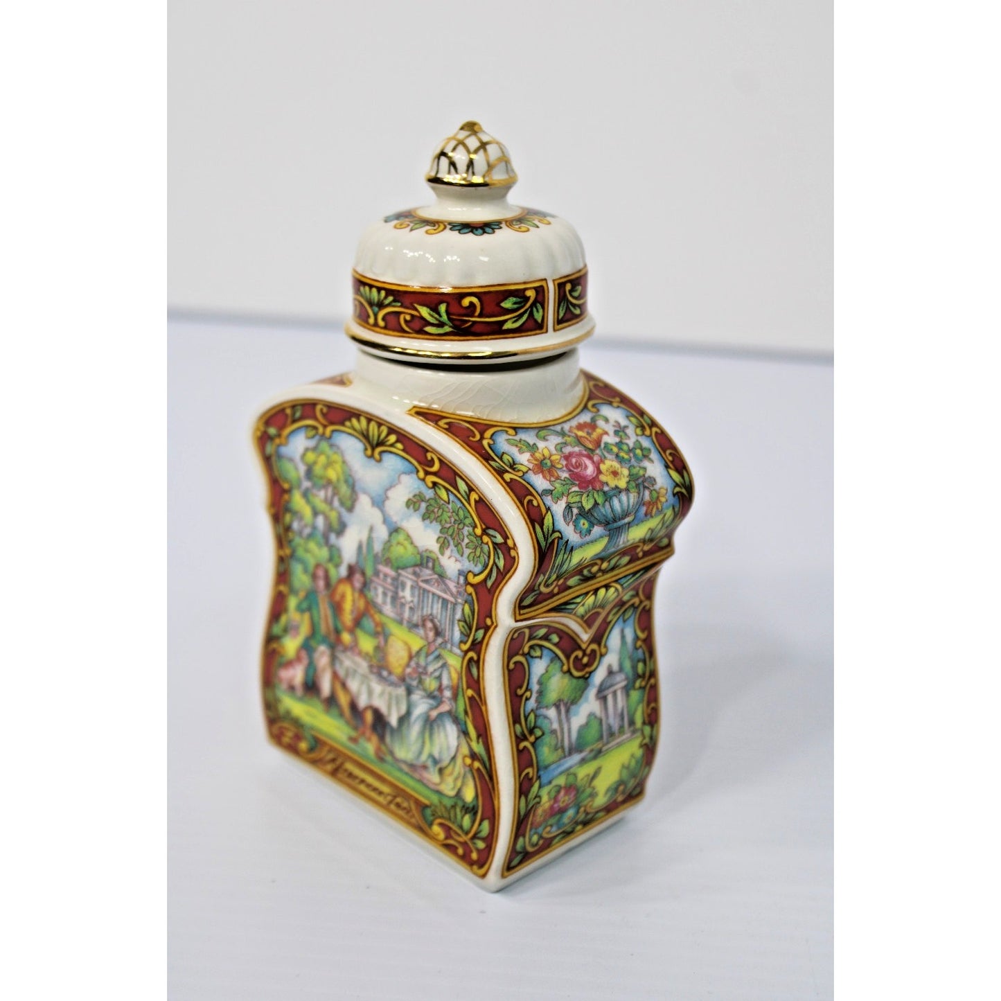 Vintage James Sadler Staffordshire England Afternoon Tea Caddy w/ Lid Porcelain