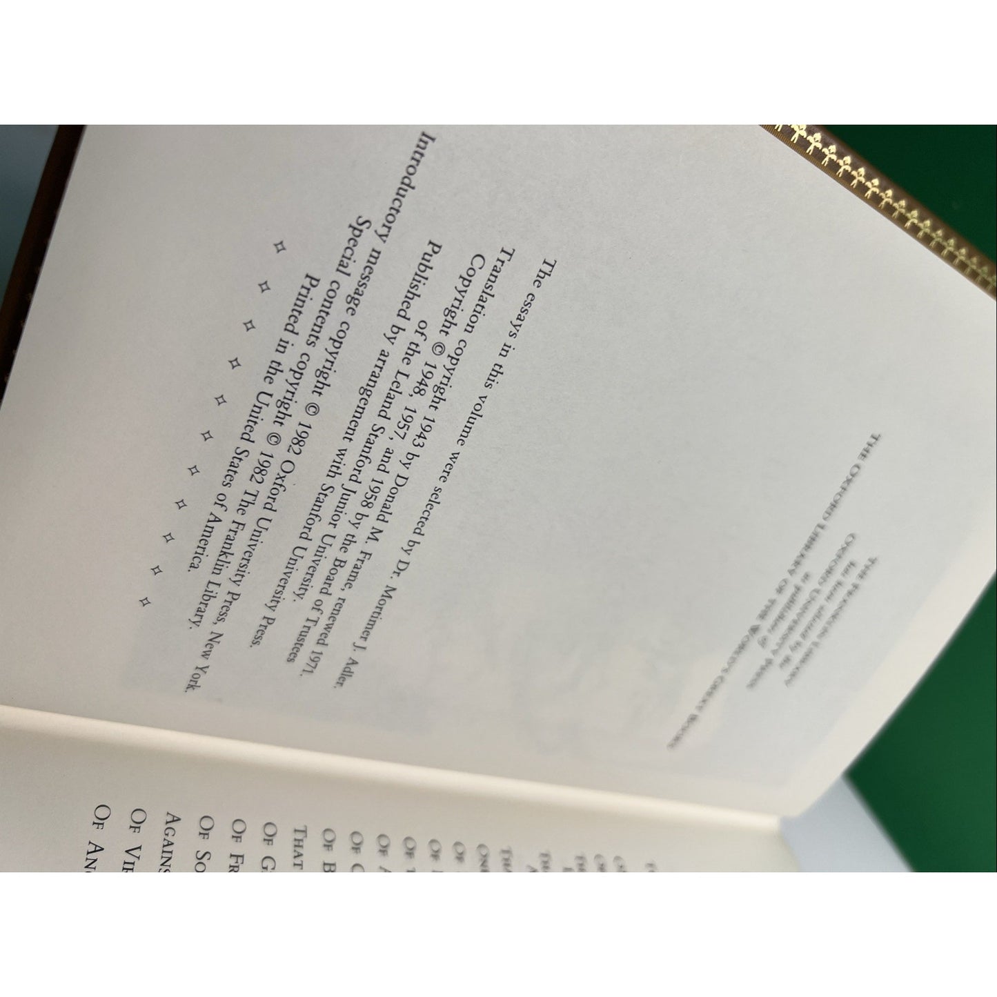 Franklin Library Oxford Great Books Selected Essays of Michel de Montaigne