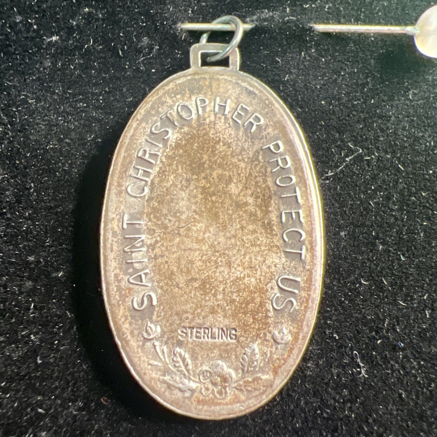 Vintage Sterling Silver Catholic Saint Christopher Protect Us Pendant Medallion