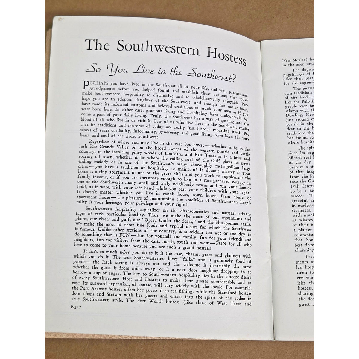 Rare 1941 "The Southwestern Hostess" Vintage Texas Ephemera Book- Barbara Taylor