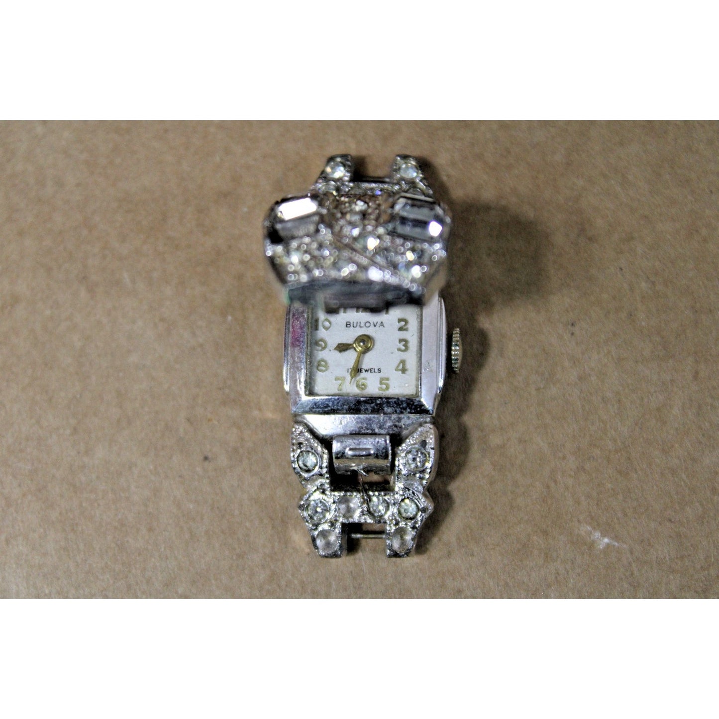 Vintage Women's Bulova Hidden-Face Jeweled Evening Watch for Restoration
