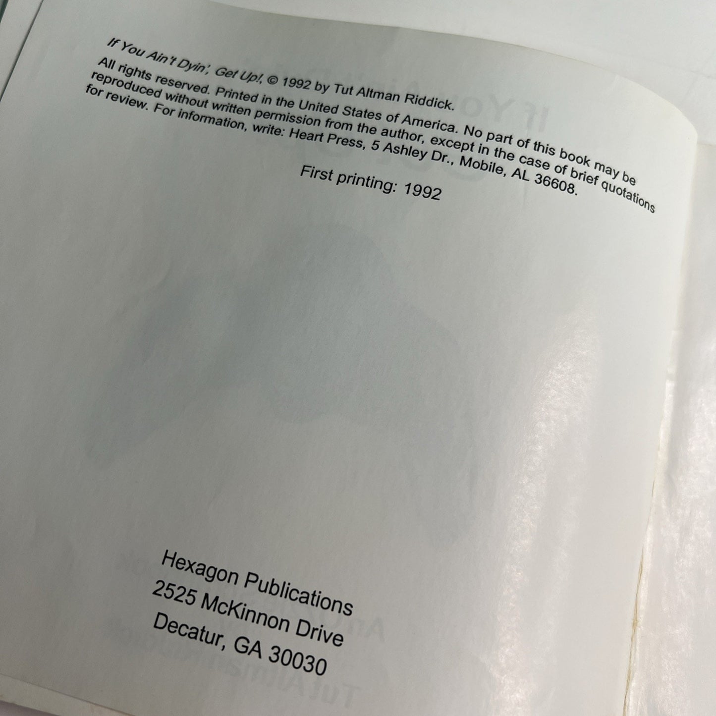 1992 PB If You Ain’t Dyin’ Get Up! An Ozzie Scrapbook By Tut Altman Riddick