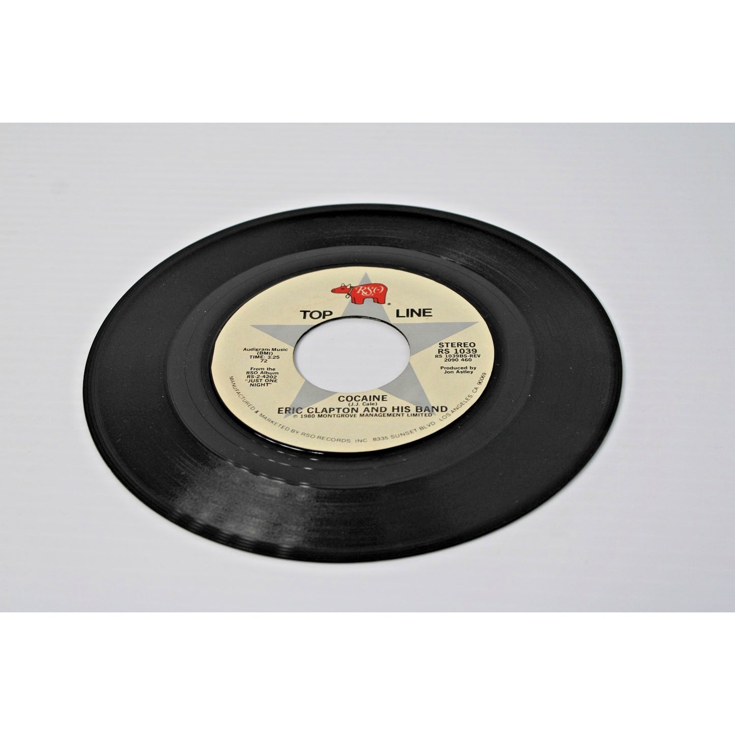 RARE Label- Eric Clapton- COCAINE/ TULSA TIME- 1980 RSO Top Line 45 RPM, 7" NM!