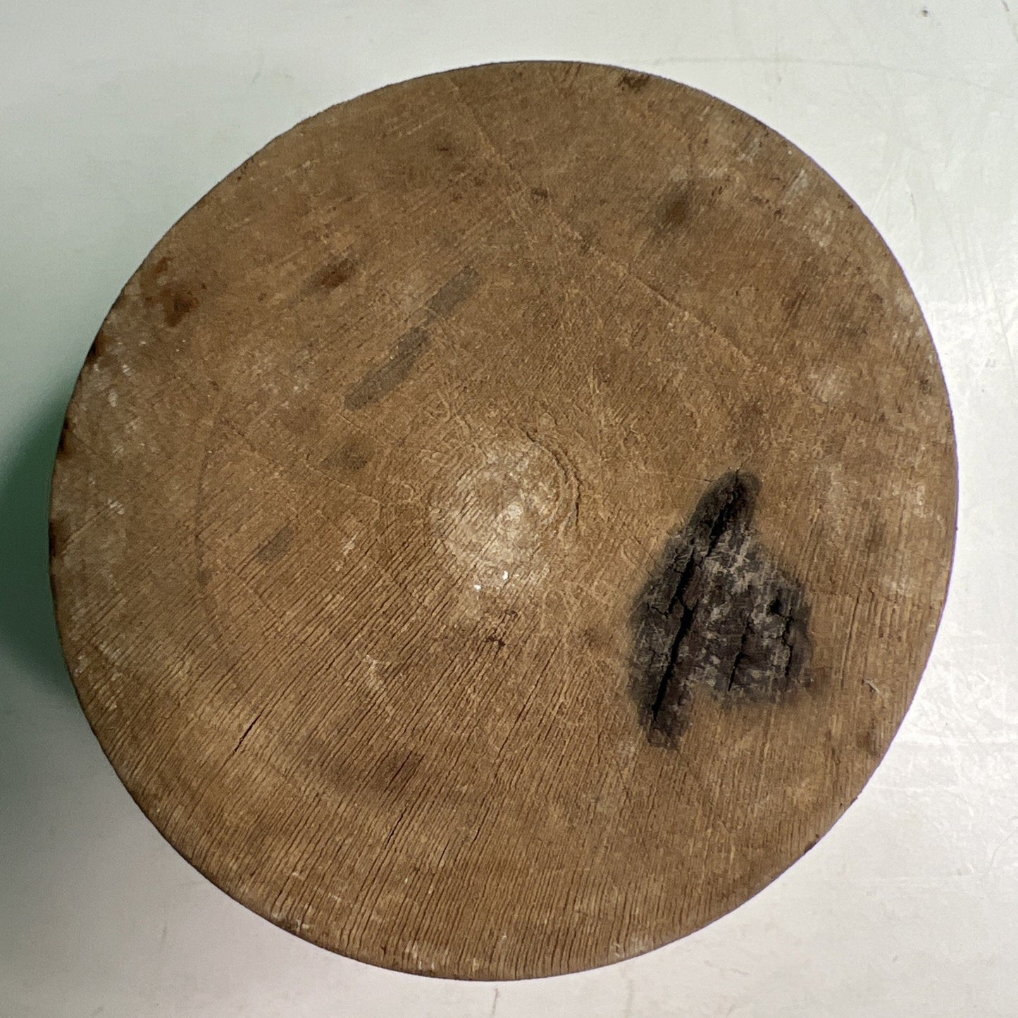 Vintage Tuk-Away Miniature Butcher Block Solid Wood 4" In Diameter 3" Tall