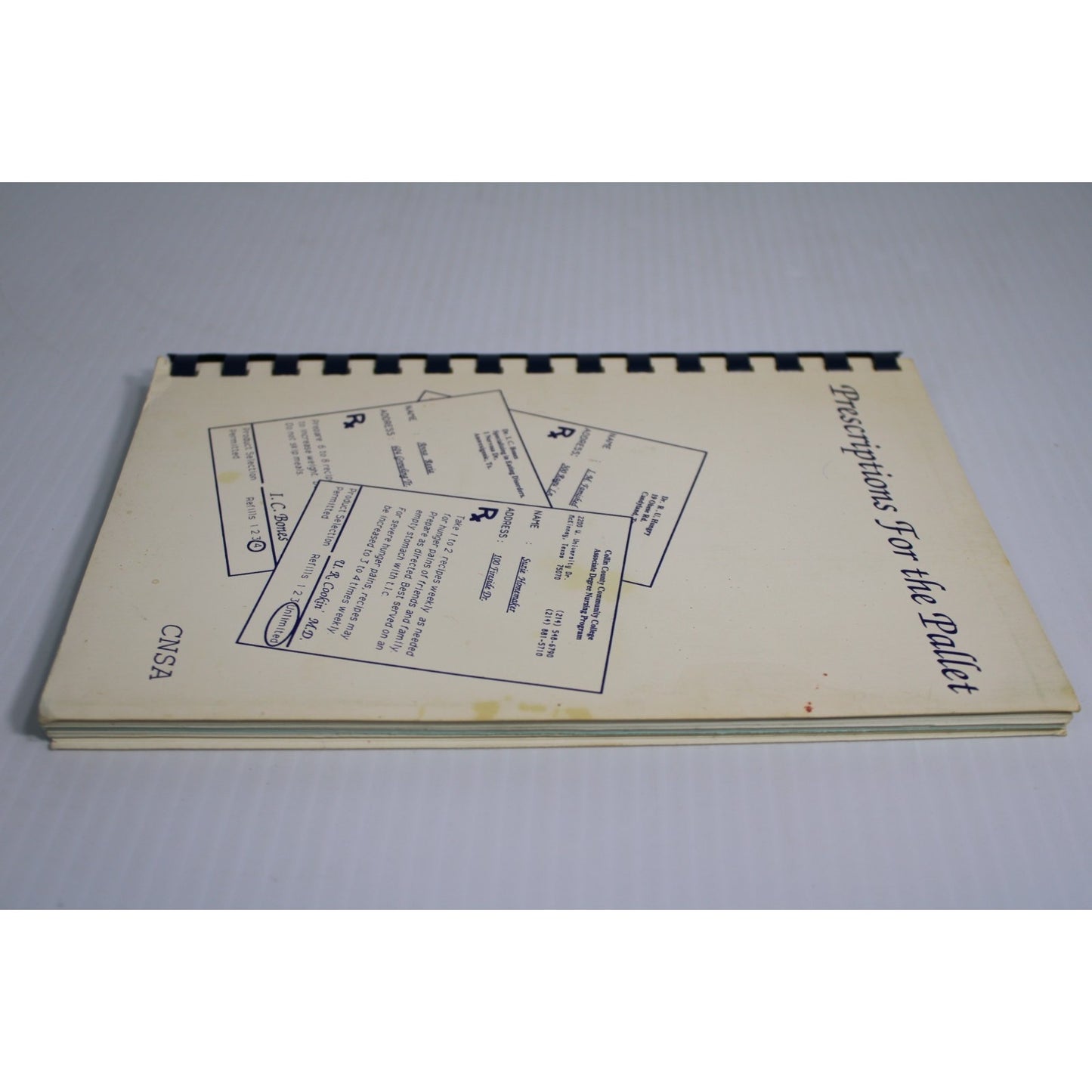 Vintage 1992 Prescriptions For the Pallet Collin County Texas Nursing Cookbook