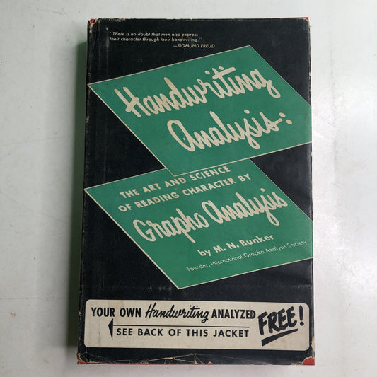 Handwriting Analysis The Art and Science 1959 M.N. Bunker Hard Cover Dust Jacket