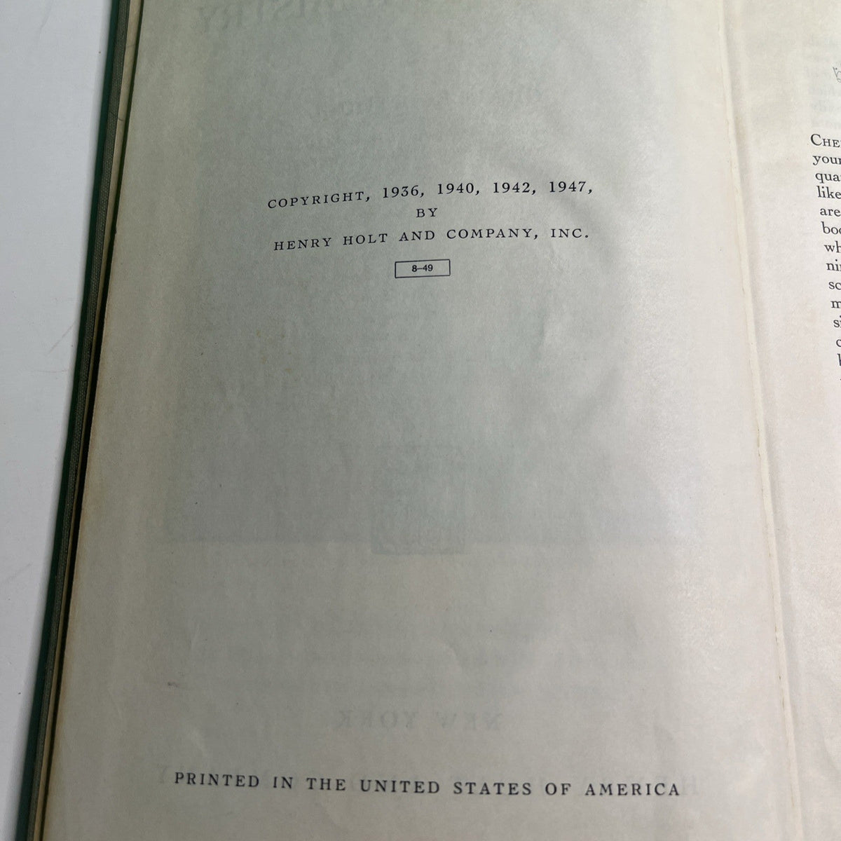 Modern Chemistry 1947 HC Textbook by Charles E. Dull Illustrated