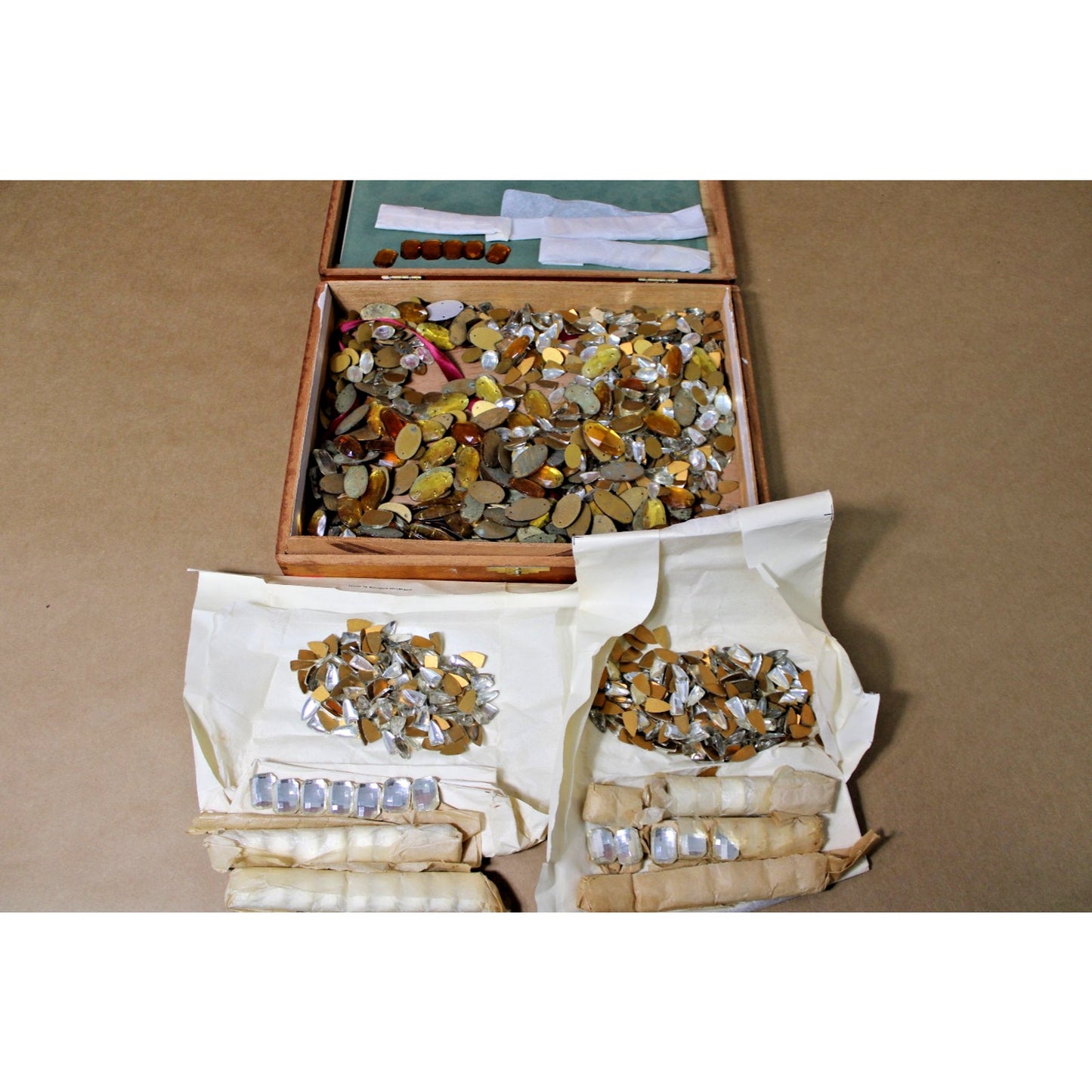 3 lbs Assorted Flat-back Glass Crystal Clear Rhinestone Jewels, West German Rare
