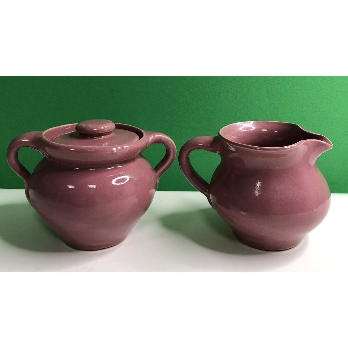 Early Antique CORNELISON POTTERY Bybee Kentucky SUGAR & CREAMER SET Hand Made