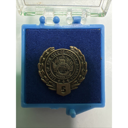 Vintage Seal Of The City Of Mobile Alabama 5 Year Service Clutch Pin Boxed