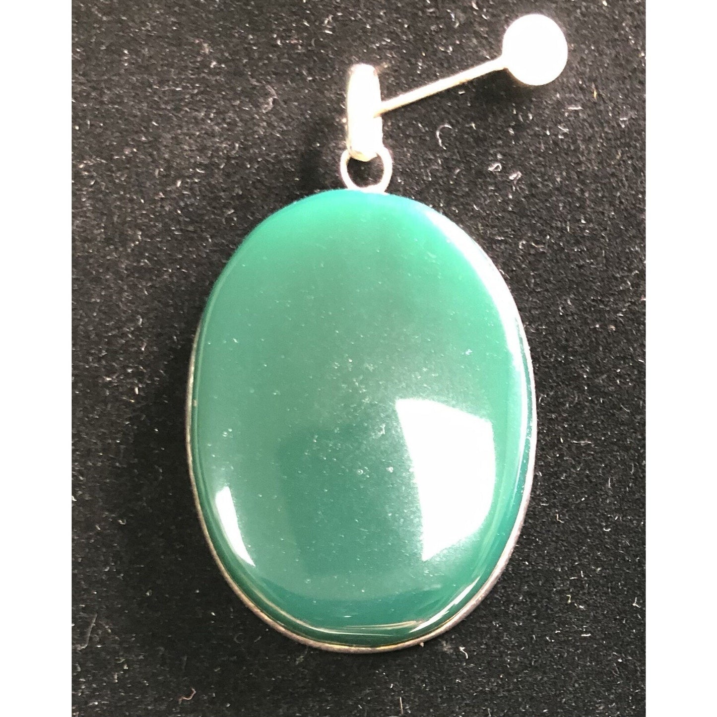 925 Sterling Silver Green Onyx Charm Pendant Beautiful Woman's Gift