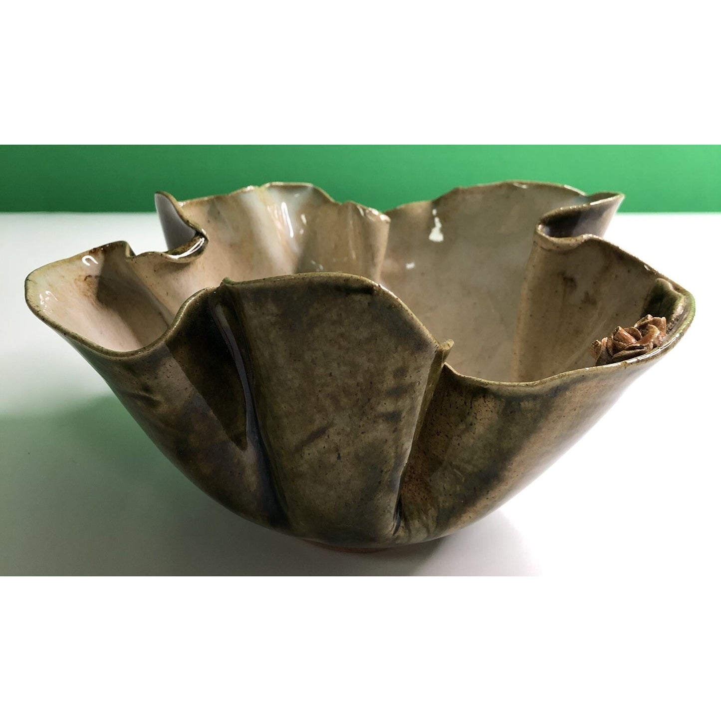 1996 E. B. Patterson Studio Crafted HANDKERCHIEF BOWL Vase Signed Glazed