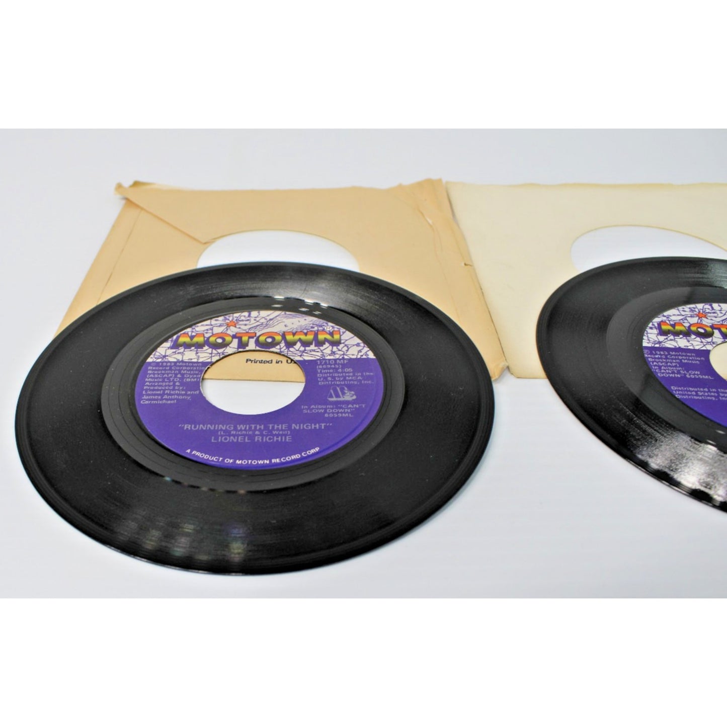 Lionel Richie- Two 7" 45 RPM Motown Records- Stuck On You, Round and Round- EX!