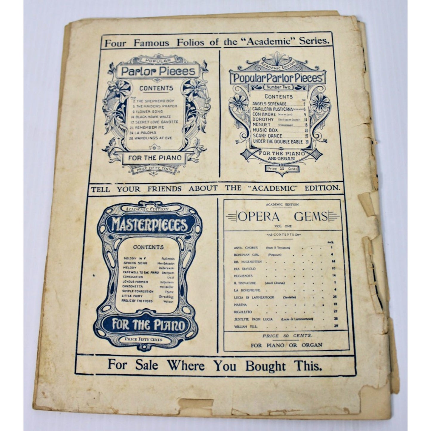Antique 1907 "College Songs" Sheet Music Collection No. 3 Piano Vocal Complete
