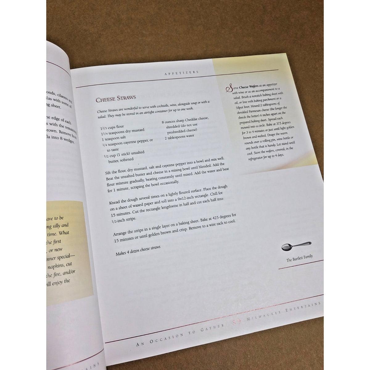 An Occasion to Gather: Milwaukee Entertains Junior League Cookbook - Like New