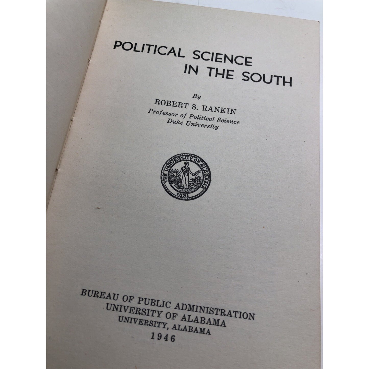 Political Science In The South Book