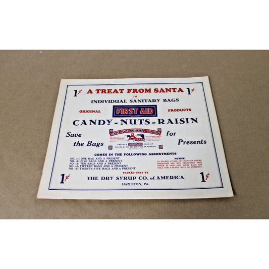 Vintage Advertising "Treat From Santa" The Dry Syrup Co. Hazleton, PA.