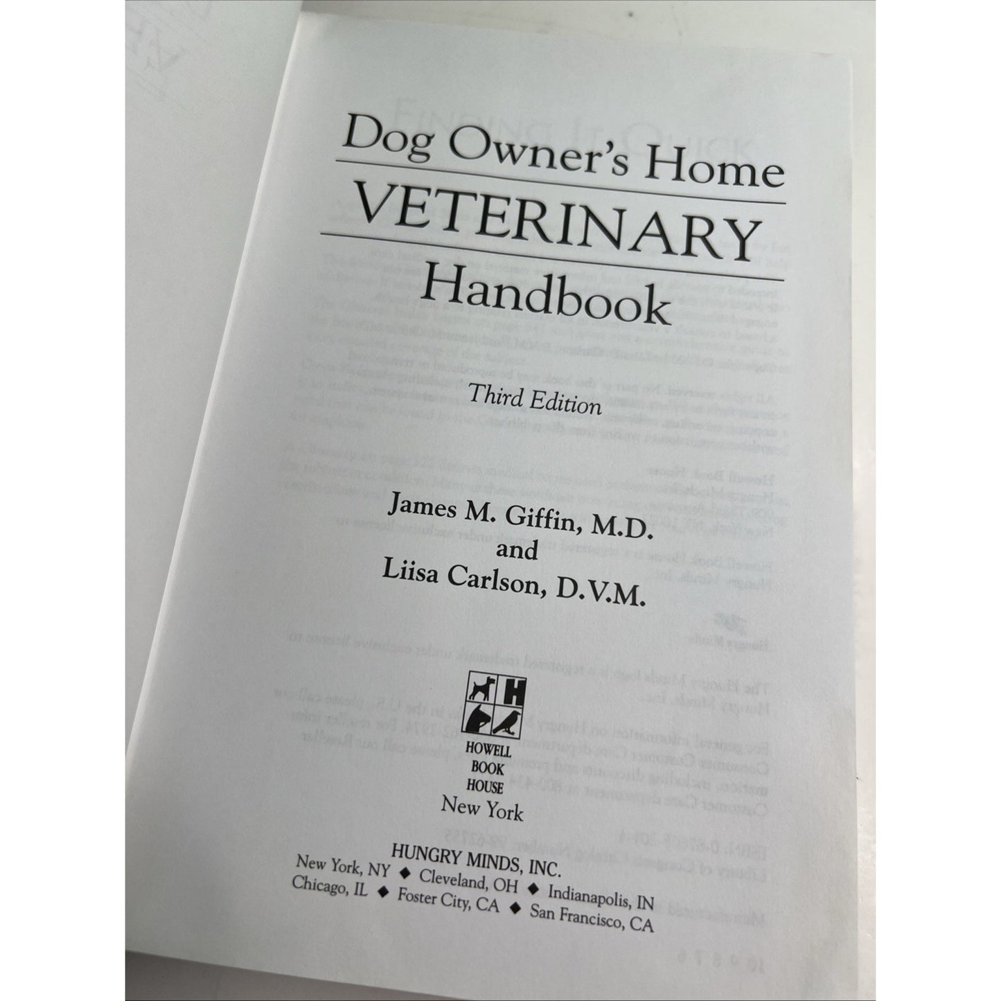 Dog Owner's Home Veterinary Handbook 3rd Ed 2000 HC DJ Giffin Carlson