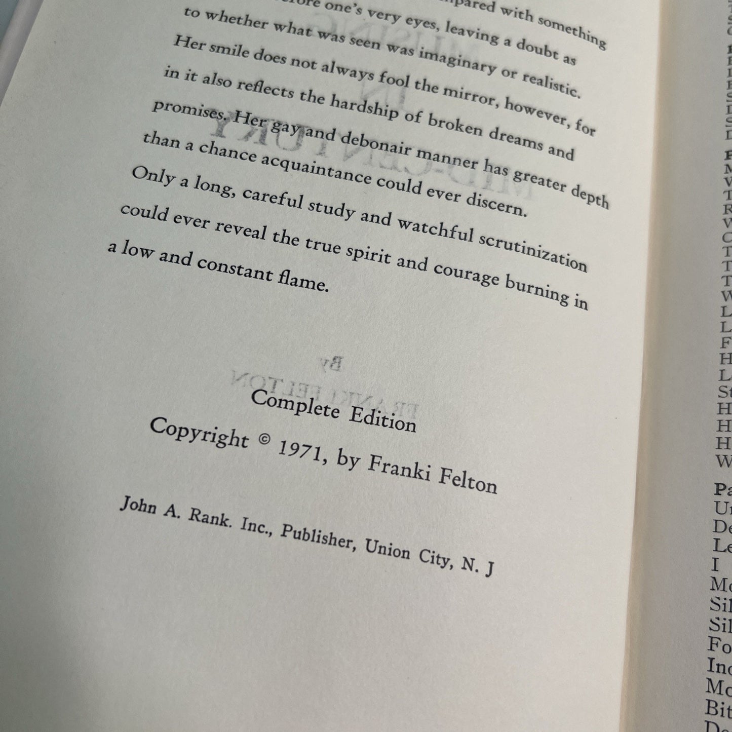 MUSING IN MID-CENTURY by Franki Felton Signed 1971 HC DJ Poetry