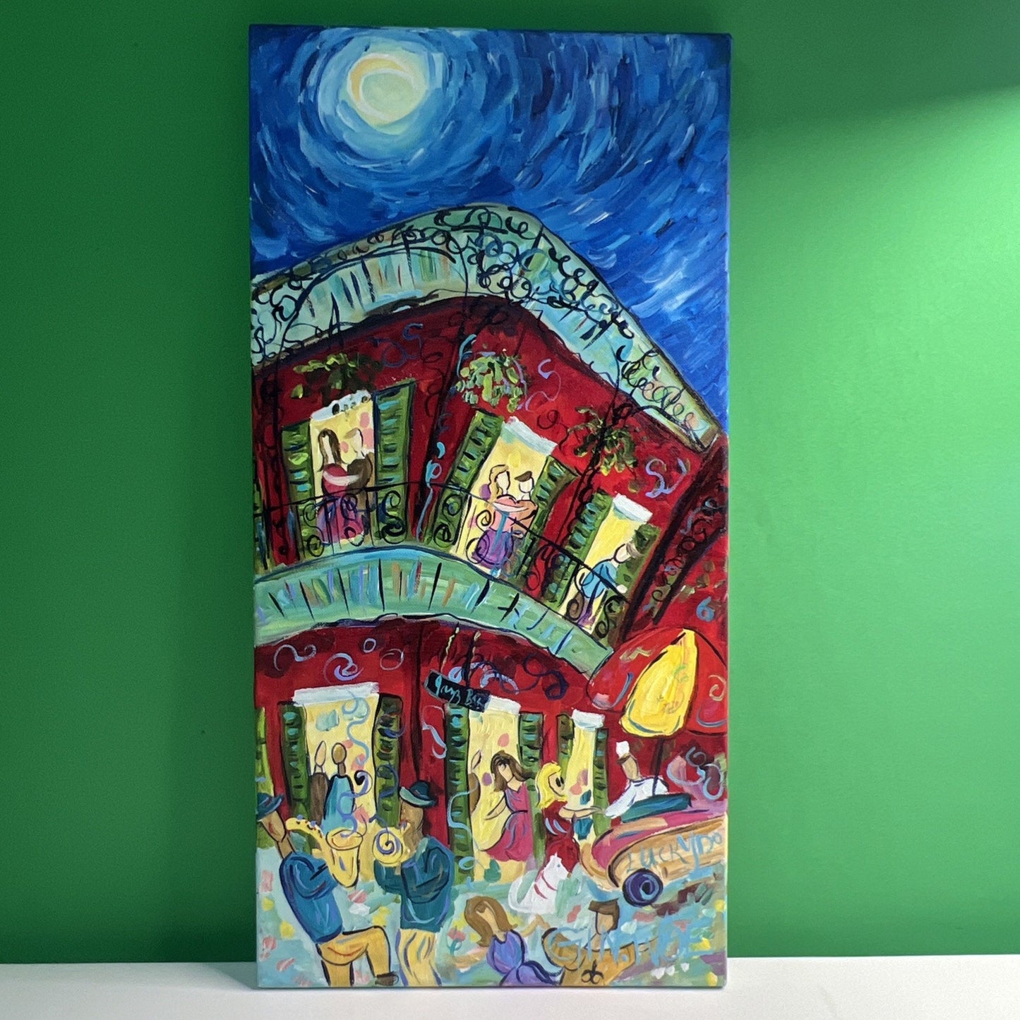 Mobile Alabama Artist Ginger Woechan Original Canvas Street Art “Red On Royal”