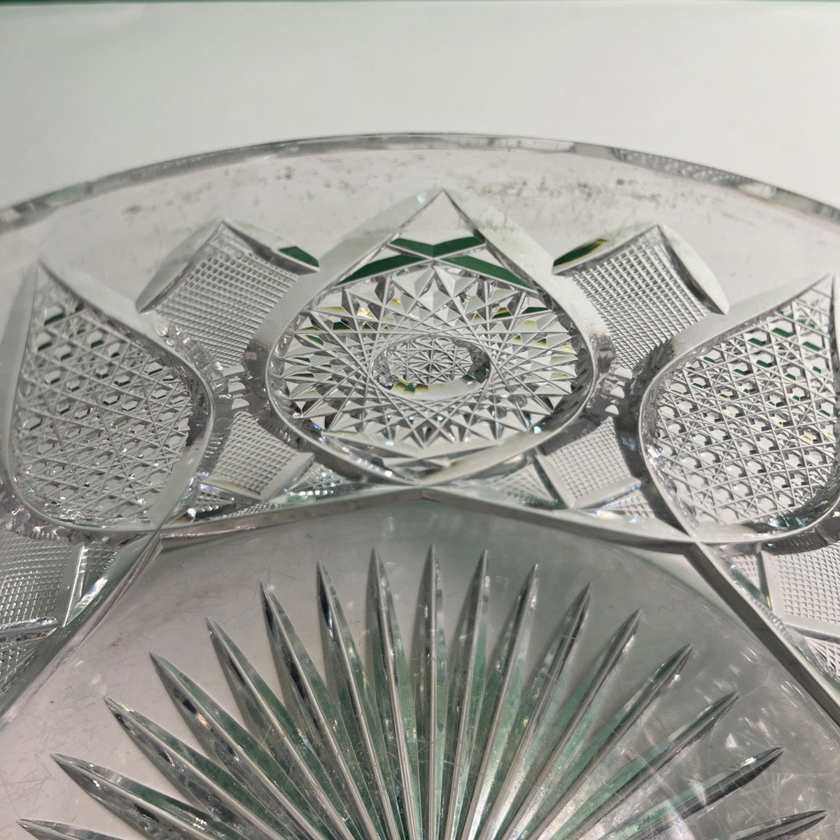 Elegant Vintage Cut Crystal Bowl 7.5” Diameter