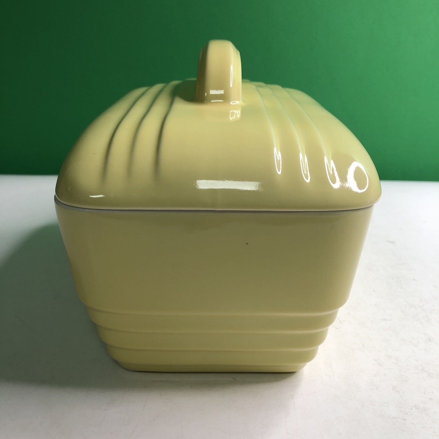 VINTAGE Hall Westinghouse Refrigerator Dish With Lid YELLOW #5064 8.5x5.5x5.5h