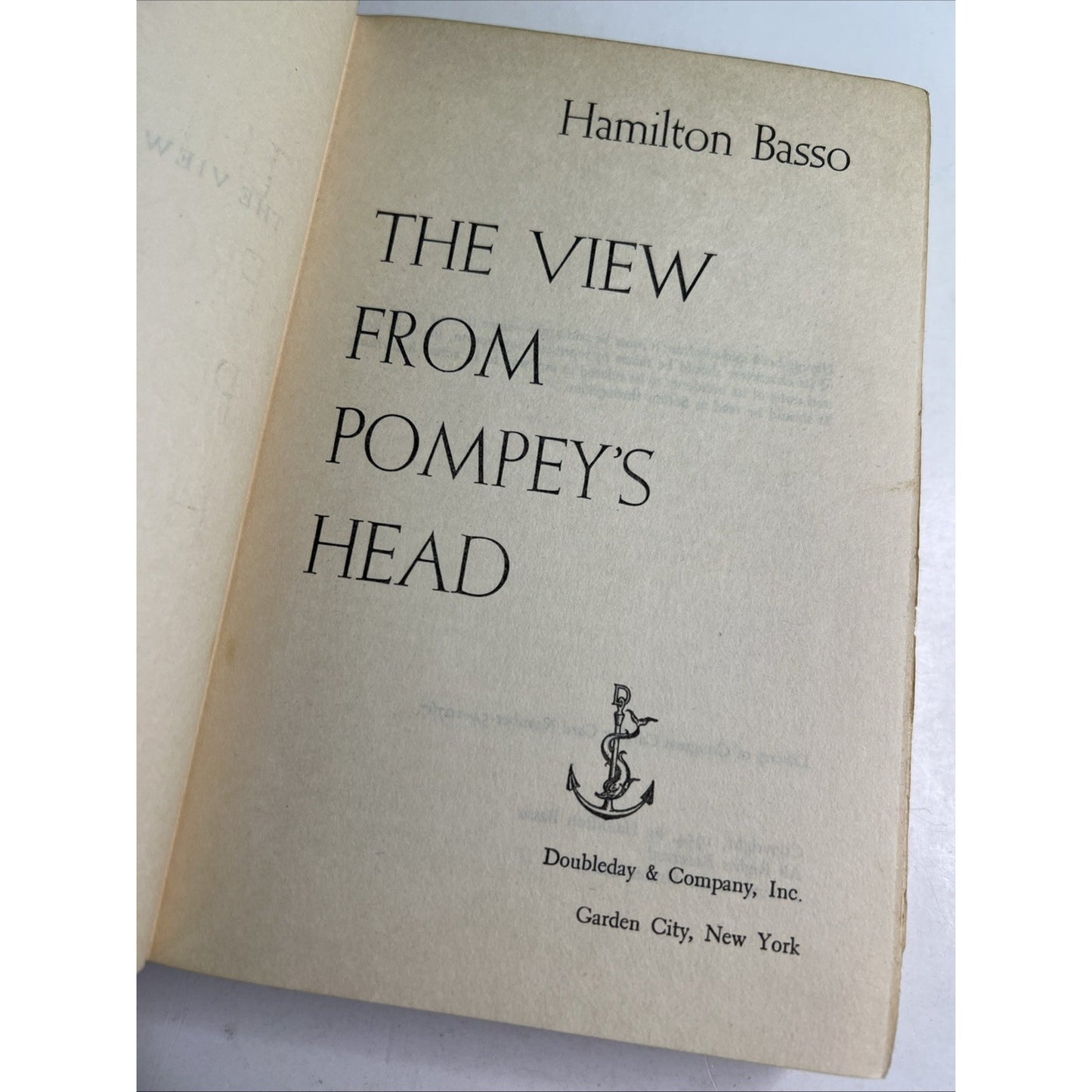 The View From Pompey's Head 1954 Hamilton Basso HC/BCE Southern Fiction Novel