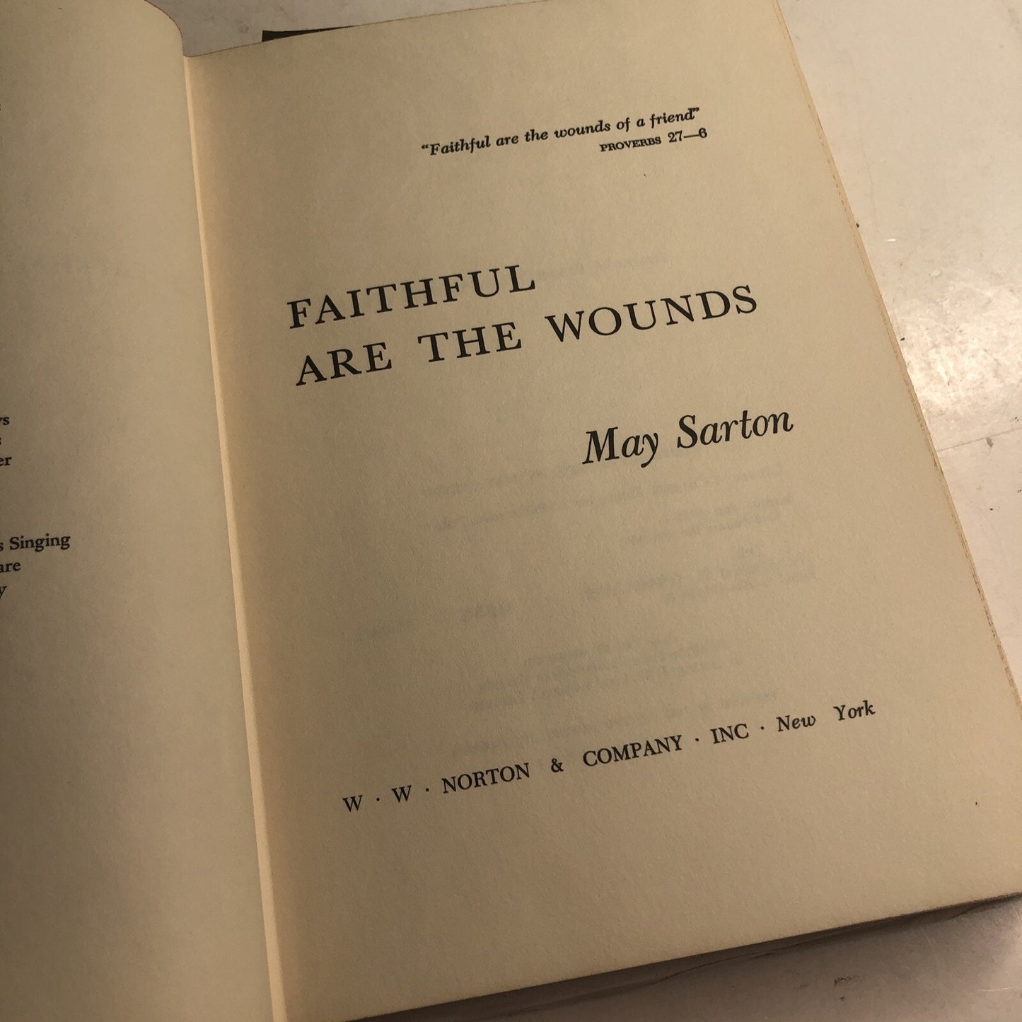 MAY SARTON Faithful Are the Wounds 1st Edition 1955 HC DJ